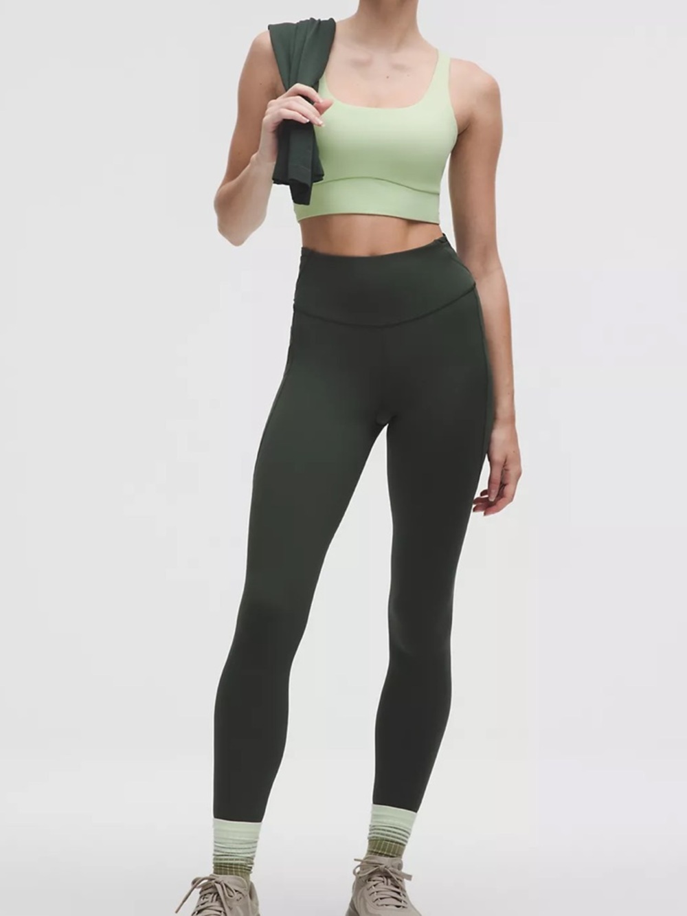 Lululemon High-rise olive green Leggings with pockets length 28